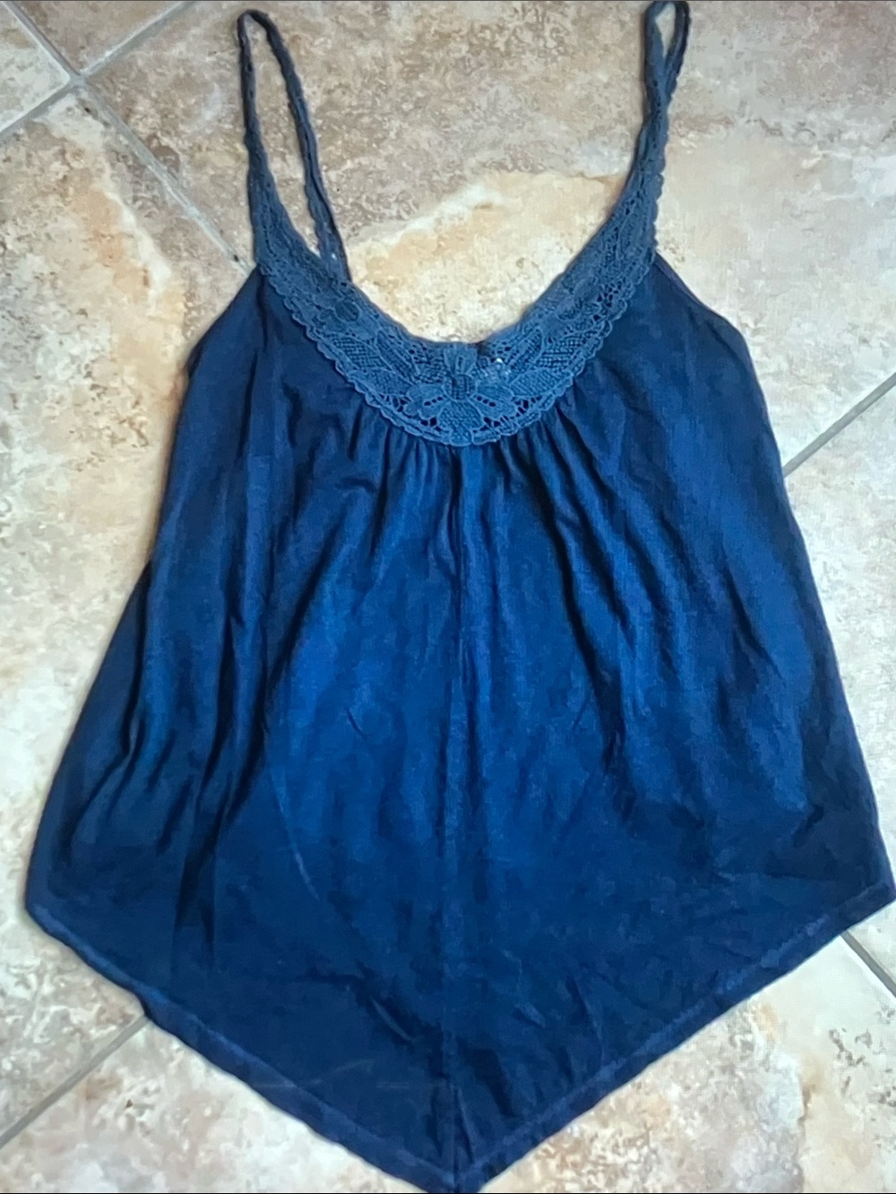 American Eagle Outfitters Navy Lace-Trim Spaghetti Strap Cami